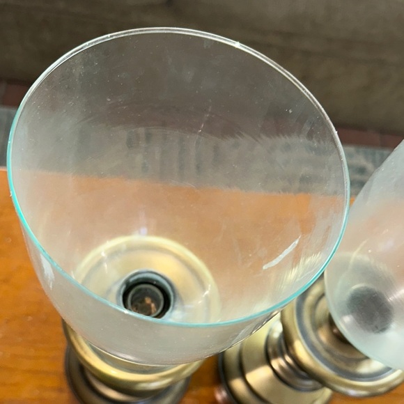 Vintage Brass Hurricane Candle holders Glass Chimney Regency Style - Picture 6 of 9